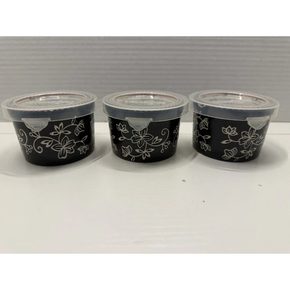 Set Of 3 temp-tations Presentable Ovenware Floral Lace 5 oz. with Lids 818052